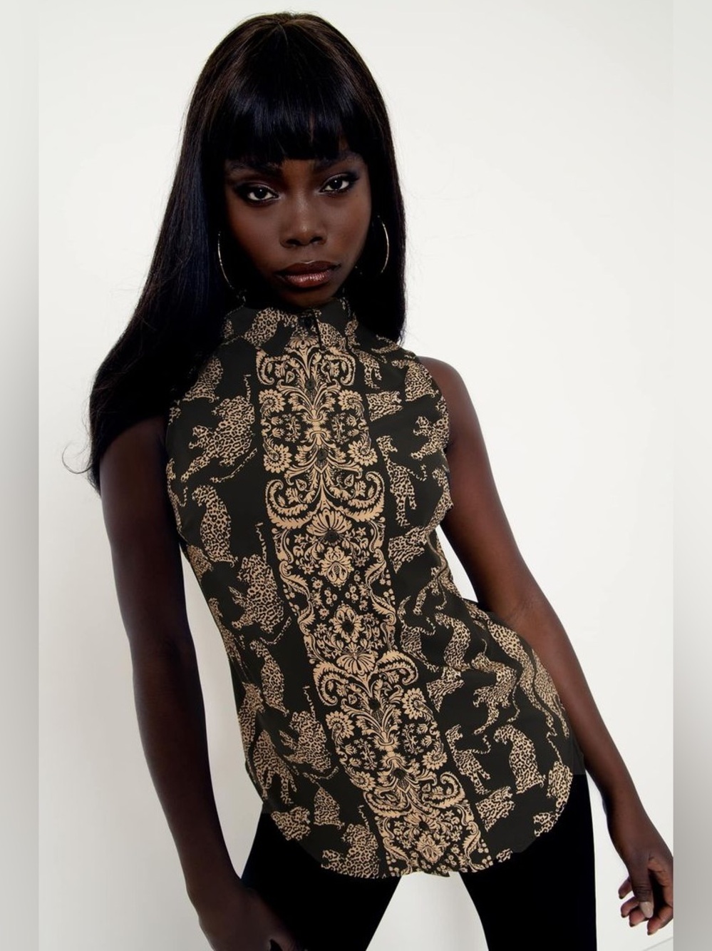 Rare NWOT Blackmilk Leaping Leopards Business Time Shirt ~ LIMITED Size Medium